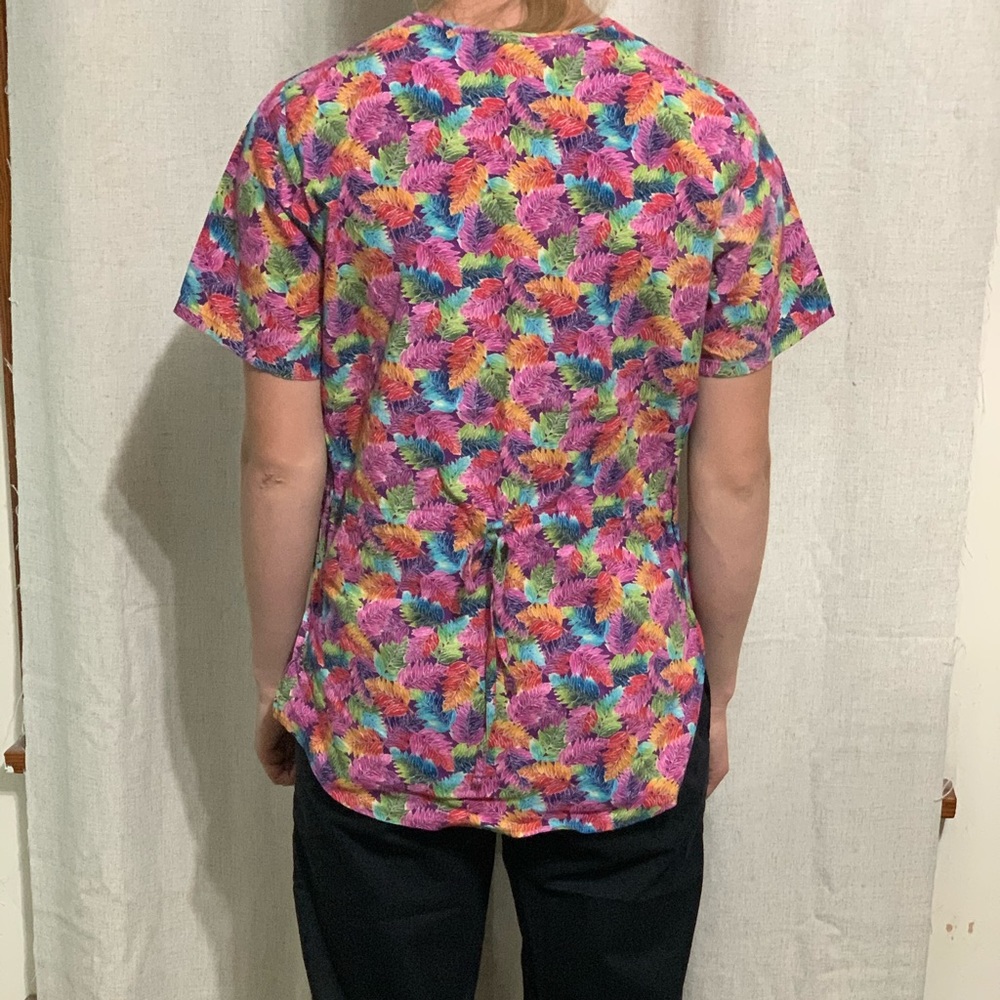 Leaf Print Cherokee Scrub Top